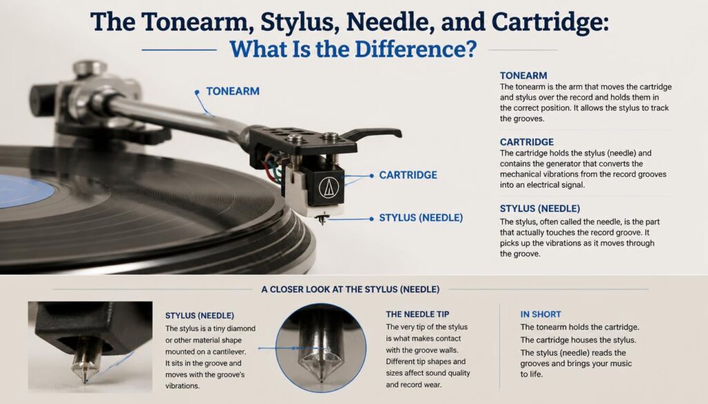 The Tonearm, Stylus, Needle, and Cartridge