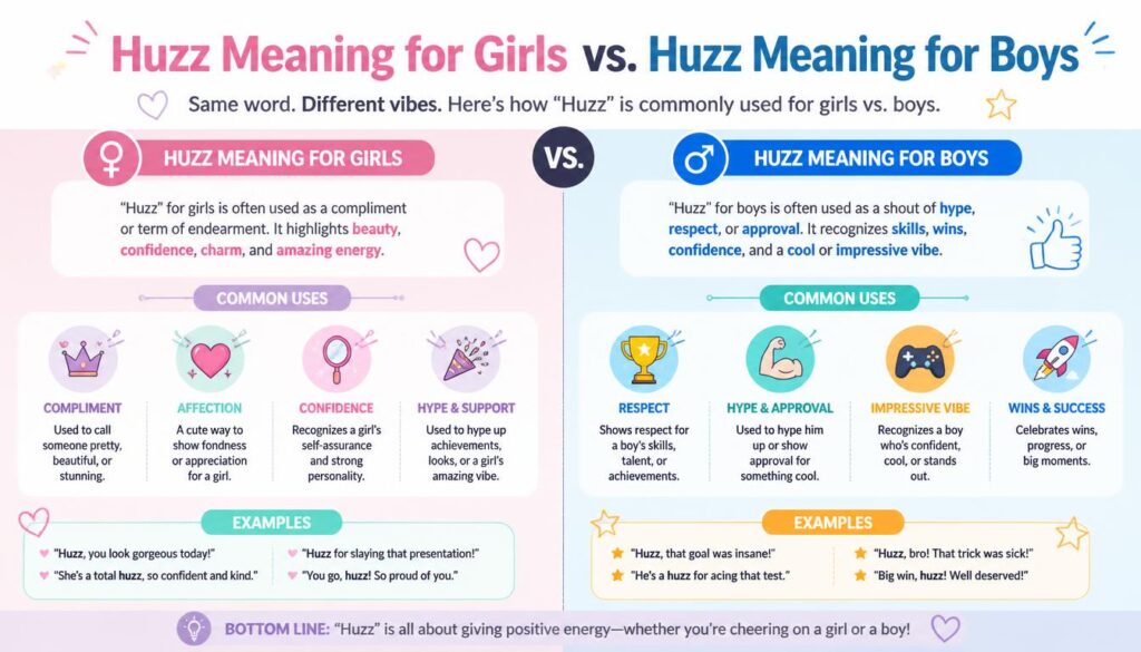 Huzz Meaning for Girls vs. Huzz Meaning for Boys
